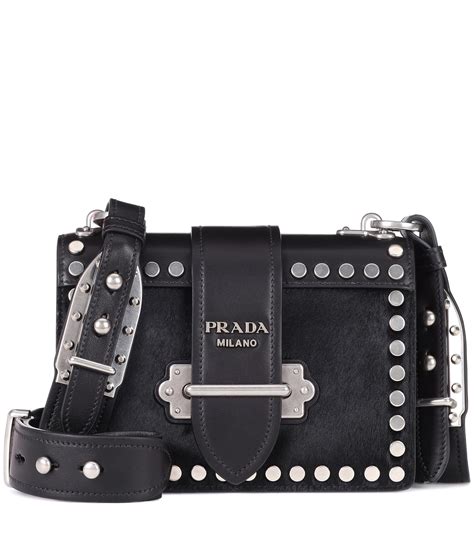 prada calf leather shoulder bag black|Prada cahier shoulder bag black.